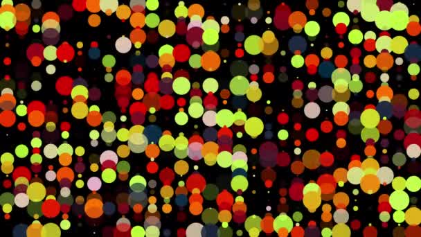 Grid met veel kleurrijke ronde deeltjes. Computer gegenereerde 3d weergave van feestelijke achtergrond. — Stockvideo