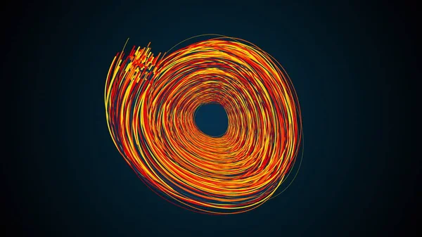 Абстрактні кола мерехтливих барвистих смуг, створений комп'ютер. 3D візуалізація сучасного фону — стокове фото