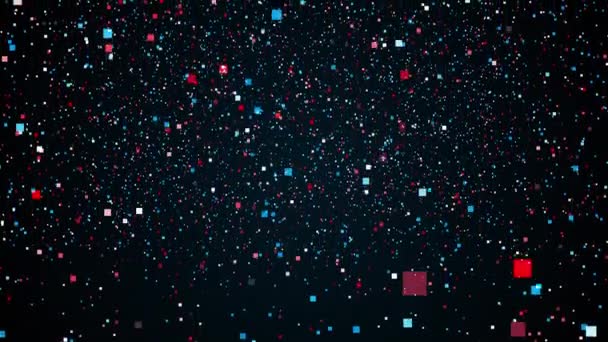 Vesmír s letícími barevnými částicemi obdélníků. Počítač generoval 3D vykreslování abstraktního pozadí — Stock video