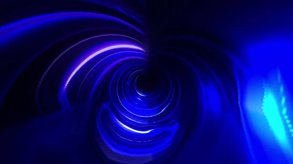 Túnel futurista brillante, generado por computadora. 3d renderizado fondo abstracto. Dentro de un corredor giratorio —  Fotos de Stock