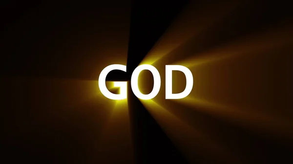 Computador gerado fundo com banner dourado DEUS. 3d renderização de texto religioso — Fotografia de Stock