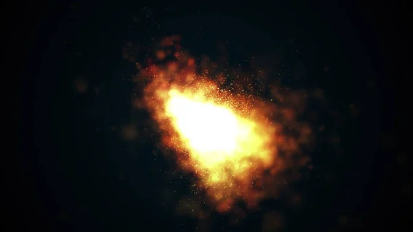 Computer erzeugten dunklen Hintergrund mit hellem Feuer und Funkeln. 3D-Darstellung — Stockfoto