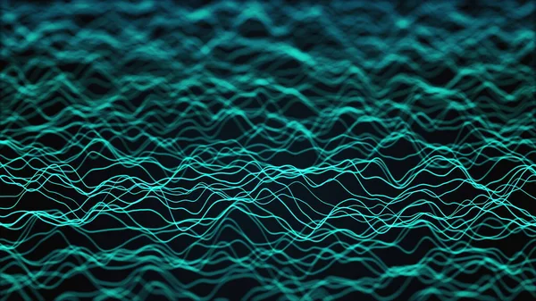 Bilgisayar tarafından oluşturulan sayısız soyut çizgilerin neon dalgaları. 3d oluşturma — Stok fotoğraf