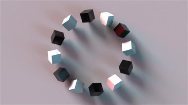 Round construction of cubes, computer generated. 3d rendering of isometric background