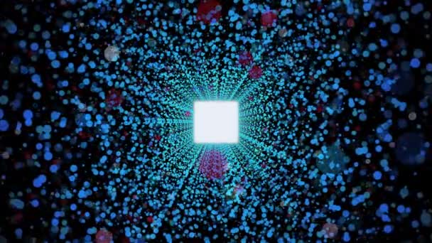 Round tunnel of sparkling particles. 3D rendering abstract space, computer generated background — Stockvideo