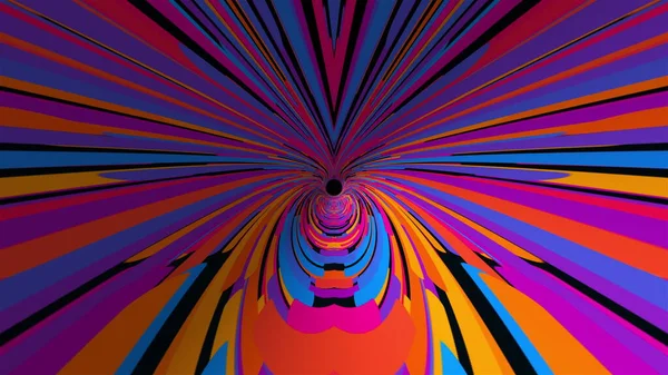 Túnel colorido con líneas, generado por ordenador. 3d renderizado fondo abstracto. Vuelo dentro de un corredor de rayas — Foto de Stock