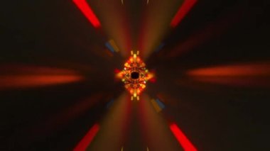 Parlayan küp ve ışınları olan tünel, bilgisayar üretildi. 3d özet arkaplan oluşturuluyor. Uçuş iç koridorda.