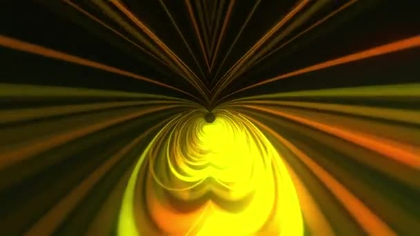 Цветной туннель с линиями, компьютер генерируется. 3d визуализация абстрактного фона. Полет внутри полосатого коридора — стоковое видео