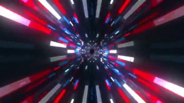 Parlayan küp ve ışınları olan tünel, bilgisayar üretildi. 3d özet arkaplan oluşturuluyor. Uçuş iç koridorda.