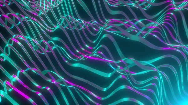 Il computer ha generato linee fluide al neon. 3d rendering strisce di sfondo con luce gradiente — Foto Stock