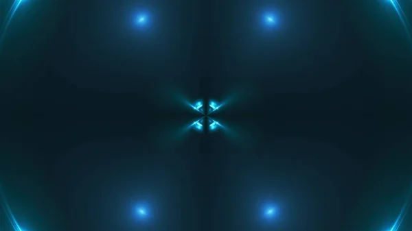 3d weergave van blauwe fractal lichten met gloeiende effecten. Computer gegenereerde abstracte achtergrond van flikkerende ringen. — Stockfoto