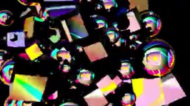 Ekranı dolduran çok renkli rastgele küpler, bilgisayar üretildi. 3d rendeleme neon arkaplanı