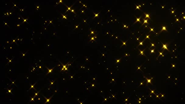 Starglow, datorgenererad. 3D-rendering vackra skimrande stjärnor på en svart bakgrund. — Stockvideo