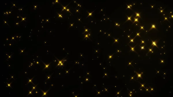 Starglow, computergeneriert. 3D-Darstellung schön schimmernder Sterne auf schwarzem Hintergrund. — Stockfoto