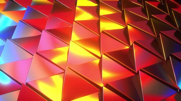 Triunghiuri generate de calculator și lumină de neon. Redare 3D a fundalului abstract . — Videoclip de stoc
