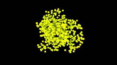 Kaotik konsantrasyon ve küre dağılımı, 3 boyutlu görüntüleme. Bilgisayar soyut arkaplan oluşturdu, boşlukta birçok küçük yuvarlak parçacık