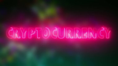 Neon etkisine sahip harflerin kelime şifrelemesi, 3D tarama arkaplanı, bilgisayar üretimi