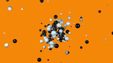 Bilgisayar gelişigüzel parlayan toplar üretti. Geometrik arkaplanın 3d görüntülenmesi