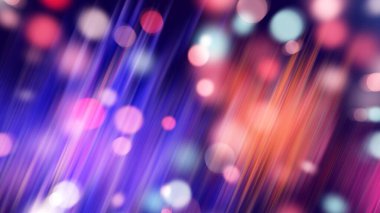 Soyut gökkuşağı arka planı bokeh ve çizgili parçacıkların etkisiyle vurgular, üç boyutlu romantik arkaplan oluşturur