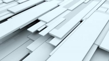 Farklı seviyelerde üç boyutlu parlak dikdörtgen paneller. Bilgisayar tarafından oluşturulan soyut geometrik arkaplan.