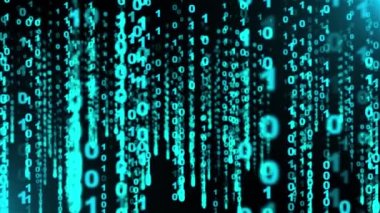 Matris verisi ile web arkaplanının 3d görüntülenmesi. Bilgisayar ekranında çalışan sayılarla programlama kodu, bilgisayar oluşturuldu