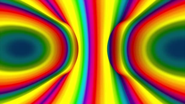 Forma espiral multicolor, generada por computadora. 3d renderizado abstracto arco iris hipnótico fondo animado. — Vídeo de stock