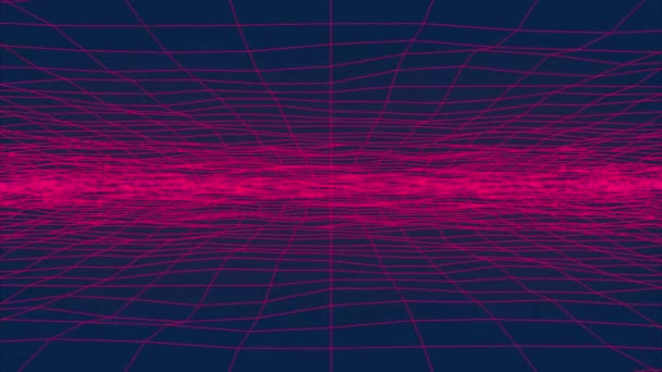 Red ondulada de neón, generada por computadora. 3d renderizado fondo retro — Vídeos de Stock