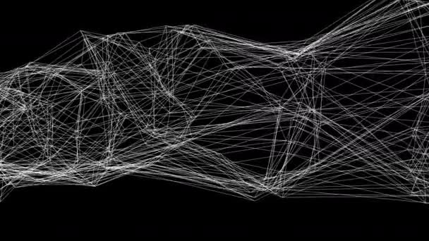 Wireframe av många tunna vita linjer, dator genereras. 3D-återgivning av abstrakt form och bakgrund — Stockvideo