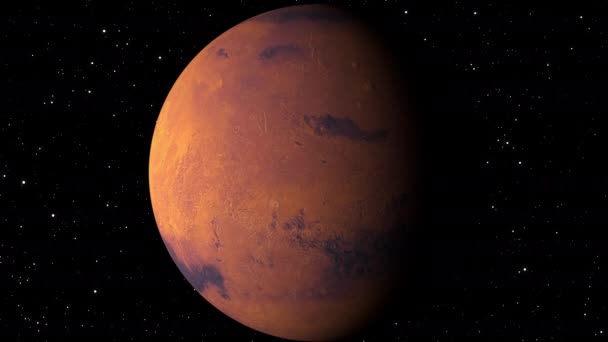Mars bolygó fényesen, számítógép generálva. 3d renderelés reális kozmikus háttér. A kép elemeit a NASA mutatja be — Stock videók