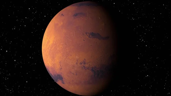 Planet Mars with shine, computer generated. 3d rendering of realistic cosmic background. Elements of this image are presented by NASA
