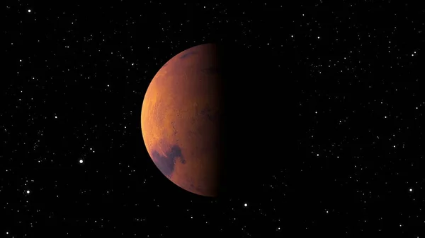 Planet Mars with shine, computer generated. 3d rendering of realistic cosmic background. Elements of this image are presented by NASA