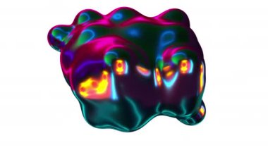 Bilgisayar tarafından üretilen neon metaforlar. Bölünme ve birleşme küresel şekiller uzayda. 3d özet arkaplan oluşturma