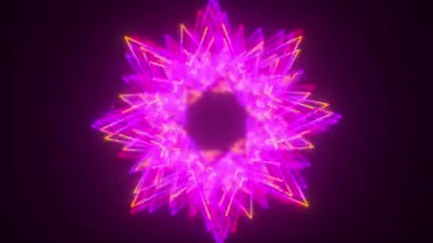 Estrelas de neon splines, geradas por computador. 3d renderização fundo brilhante — Vídeo de Stock