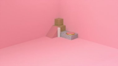 Podyum ve geometrik elementlerle krema sahnesi