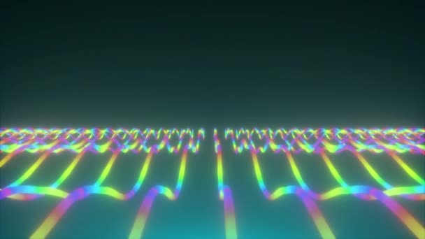 Displacement of neon wavy lines — Stock Video