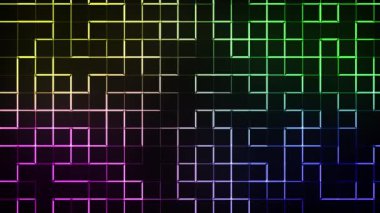 Blokların neon ışıkları ve çizgilerin gradyanı