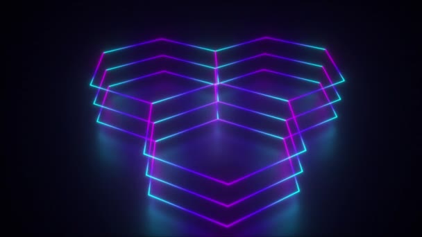 Hexagonal de néon colorido — Vídeo de Stock