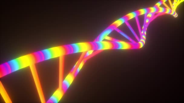 Ecraser la spirale d'ADN avec des connexions moléculaires fond abstrait. — Video