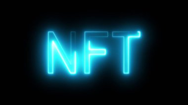 Parlak nft dijital metin soyut arkaplanı.