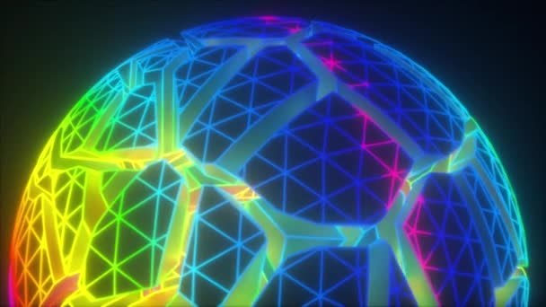 Fractured digital mesh sphere — Stock Video
