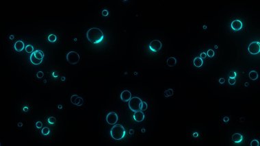 Uzayda yüzen yuvarlak kabarcıklar.