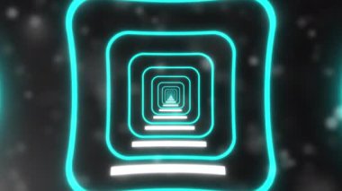 Bilgisayar, neon ışıklı soyut fütüristik tünel oluşturdu. 3d oluşturma