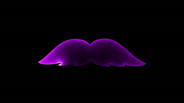 电脑产生的背景有霓虹灯画出胡子的形状.三维渲染发光线条的小胡子图标 — 图库视频影像