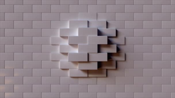 Computer generated background transformation of large rectangles into small. 3d rendering geometric surface — Stock Video