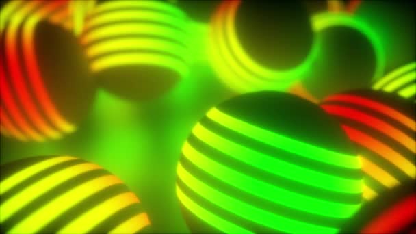 Striped spheres in space abstract background. — Stock Video