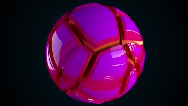 Colorful sphere broken into pieces — Stock Video