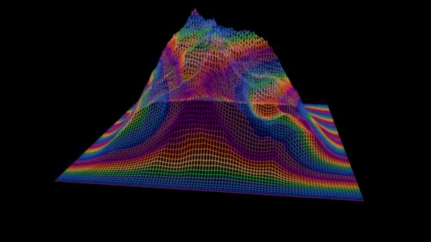 Paisaje de montaña con coloridos ornamentos ondulados — Vídeos de Stock