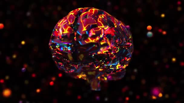 Cérebro de néon brilhante — Vídeo de Stock
