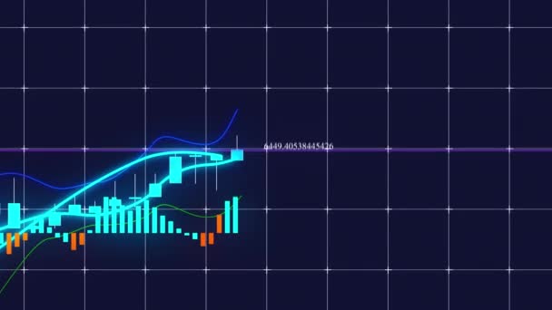 Зростаюча свічкова діаграма торгівлі інвестиціями на фондовому ринку — стокове відео
