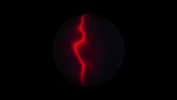 Fondo abstracto con esfera de neón, generado por ordenador. 3d representación bola oscura con anillos de colores — Vídeos de Stock